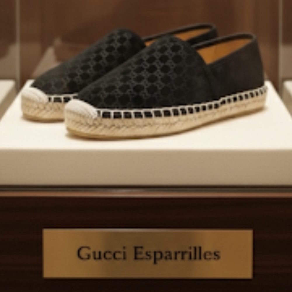 Gucci Espadrilles Black Suede Size 35.5 5.5 US